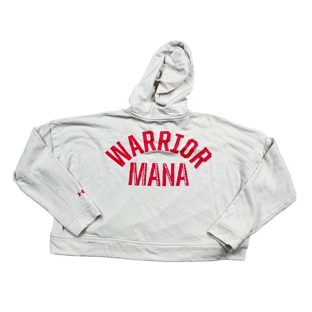 Under Armour Hoodie Women Large Tan Pink Project Rock Cropped Crop Warrior Mana